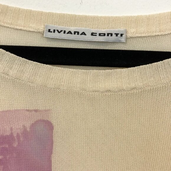 Liviana Conti Womens Abstract Print Long-Sleeve Sheer Sweater Top Size M READ - Picture 2 of 9